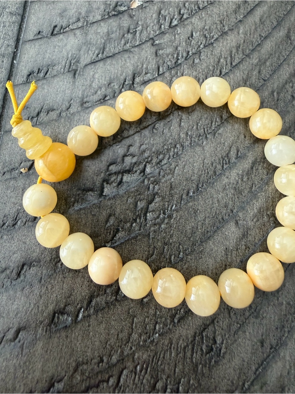Yellow Jade Beaded Stretch Bracelet - Polished Gemstone Style